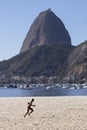Outdoor exercise on the beach in front of Sugarloaf mountain