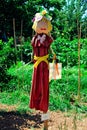 An outdoor exhibition of modern decorative scarecrows