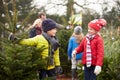 Outdoor Family Choosing Christmas Tree Together Royalty Free Stock Photo