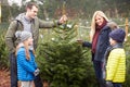 Outdoor Family Choosing Christmas Tree Together Royalty Free Stock Photo