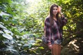 Outdoor fashion image of stylish young lady,fashionable.Lifestyle portrait of stunning hipster girl, wearing elegant Royalty Free Stock Photo