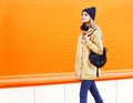 Outdoor fashion portrait of stylish hipster cool girl