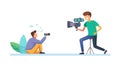 Outdoor Filming Crew Vector Art, Content Creation, vector design Generative AI Royalty Free Stock Photo