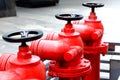 Red outdoor fire hydrants Royalty Free Stock Photo