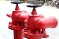 Red outdoor fire hydrants Royalty Free Stock Photo