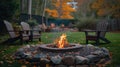 An outdoor fire pit in the backyard creates a warm haven, Ai Generated