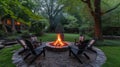 An outdoor fire pit in the backyard creates a warm haven, Ai Generated Royalty Free Stock Photo