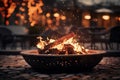 Outdoor fire pit for relaxation self care background