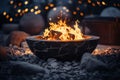 Outdoor fire pit for relaxation self care background