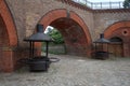 Outdoor fireplaces near the entrance to Bastion Queen in the Spandau Citadel. Berlin, Germany. Royalty Free Stock Photo