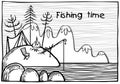 Outdoor fishing illustration.