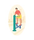 Outdoor fitness equipment flat illustration. Outdoor stepper