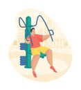 Outdoor fitness equipment flat illustration. Pull down challenger