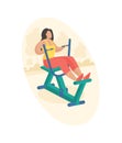 Outdoor fitness equipment flat illustration. Self weighted rower. Outdoor sports gym. Streets workout. Sports training