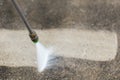 Outdoor floor cleaning with high pressure water jet