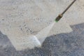 Outdoor floor cleaning with high pressure water jet