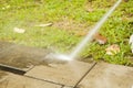 Outdoor floor cleaning with high pressure water jet Royalty Free Stock Photo