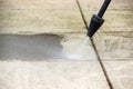 Outdoor floor cleaning with high pressure water jet Royalty Free Stock Photo