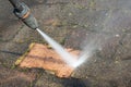 Outdoor floor cleaning professional services cleaner with high pressure water jet Royalty Free Stock Photo