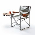 Outdoor Folding Chair With Tray And Coffee Cup - Fujifilm Eterna 160t Type 8531 Style Royalty Free Stock Photo