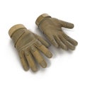 Outdoor Full Finger Assault Soldier Gloves Tan on white. 3D illustration Royalty Free Stock Photo