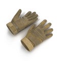 Outdoor Full Finger Assault Soldier Gloves Tan on white. 3D illustration Royalty Free Stock Photo