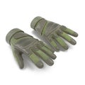 Outdoor Full Finger Assault Soldier Gloves Tan on white. 3D illustration Royalty Free Stock Photo