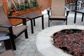 Outdoor furniture and fire pit. Royalty Free Stock Photo