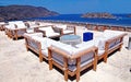 Outdoor furniture and terrace seaview (Crete, Greece) Royalty Free Stock Photo