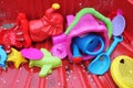 Outdoor garden toys for children in sandpit Royalty Free Stock Photo