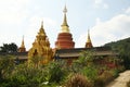 Outdoor goldeen pagoda at Wat Phra That Doi Phra Chan temple.