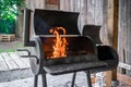 outdoor grill with fire before barbecue Royalty Free Stock Photo