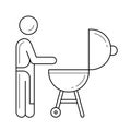 Outdoor grill vector line icon.
