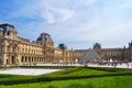 Exterior Grounds Louvre Museum and Pyramid Royalty Free Stock Photo