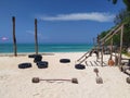 Outdoor gym on the beach on Zanzibar