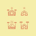 outdoor holiday icon set line logo design vector Royalty Free Stock Photo