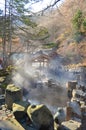 Outdoor hot spring, Onsen in japan in Autumn