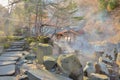 Outdoor hot spring, Onsen in japan in Autumn