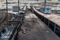 Outdoor incline large conveyor with rubber belt conveyor for transportation line for processing the coal in the coal mine. Royalty Free Stock Photo