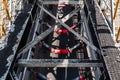 Outdoor incline large conveyor with rubber belt conveyor for transportation line for processing the coal in the coal mine. Royalty Free Stock Photo