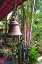 Outdoor Indian Bronze Bell hanging Red Palm Garden