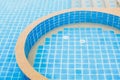 Outdoor inground residential swimming pool in backyard View on swimming pool Royalty Free Stock Photo