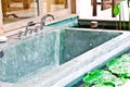 Outdoor jacuzzi bathtub in garden 1 Royalty Free Stock Photo