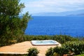 The outdoor jacuzzi at luxury hotel with a sea view Royalty Free Stock Photo