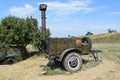 Outdoor kitchen. Cart with field kitchen for the soldiers Royalty Free Stock Photo