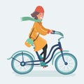 Outdoor lady riding her hipster retro bike in vintage style. Royalty Free Stock Photo