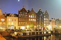 Outdoor landscape with old houses and boats near the canal with Royalty Free Stock Photo