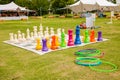 Outdoor Lawn Chess in a park on a sunny summer day