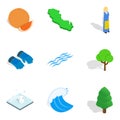 Outdoor leisure icons set, isometric style Royalty Free Stock Photo