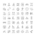 Outdoor leisure linear icons, signs, symbols vector line illustration set Royalty Free Stock Photo